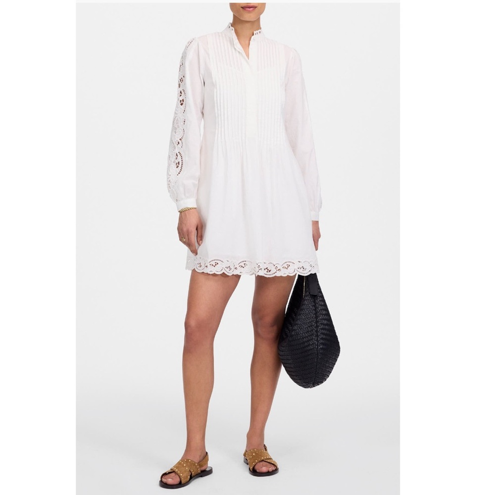 Madewell Pintuck Eyelet Long Sleeve Minidress size XXS